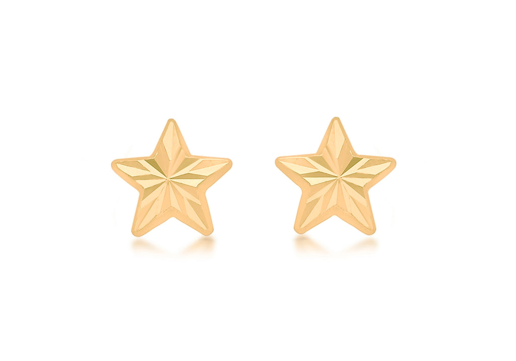 9ct Yellow Gold 6MM X 6MM Diamond Cut 'STAR' Stud Earrings