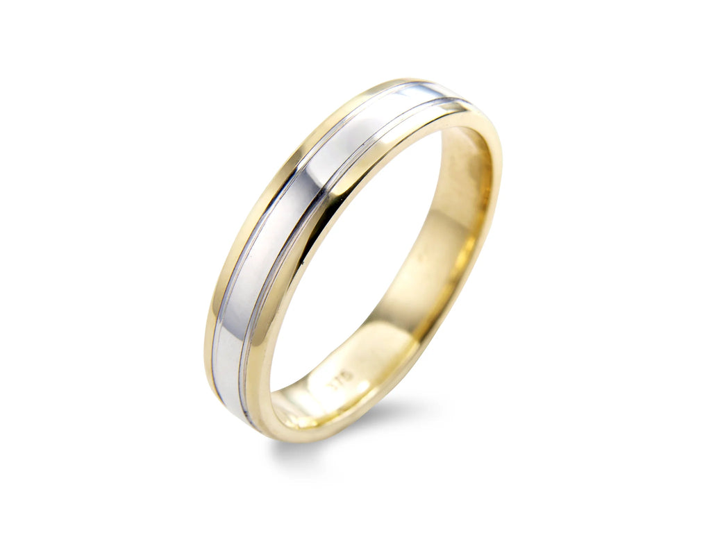 9ct Two Tone 4mm Wedding Ring