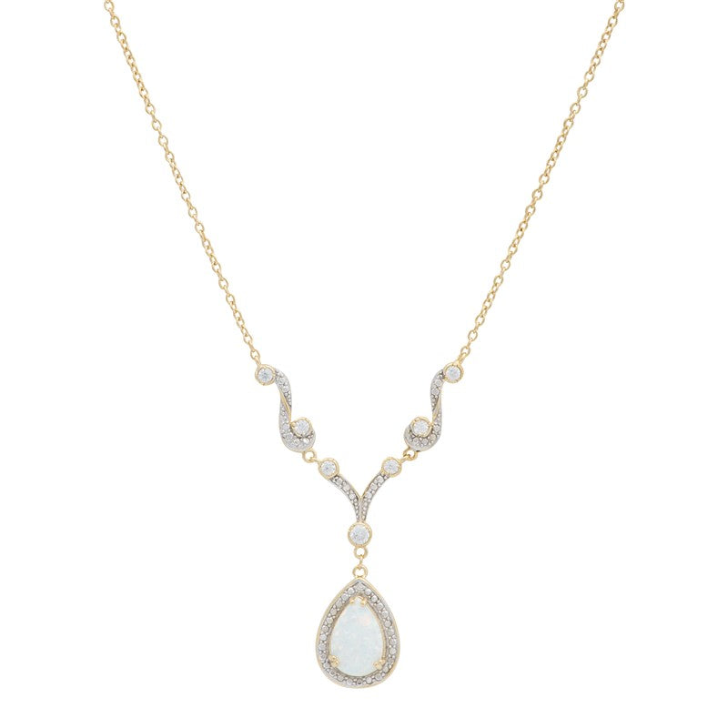 Gold Plated Opal V Drop Necklace
