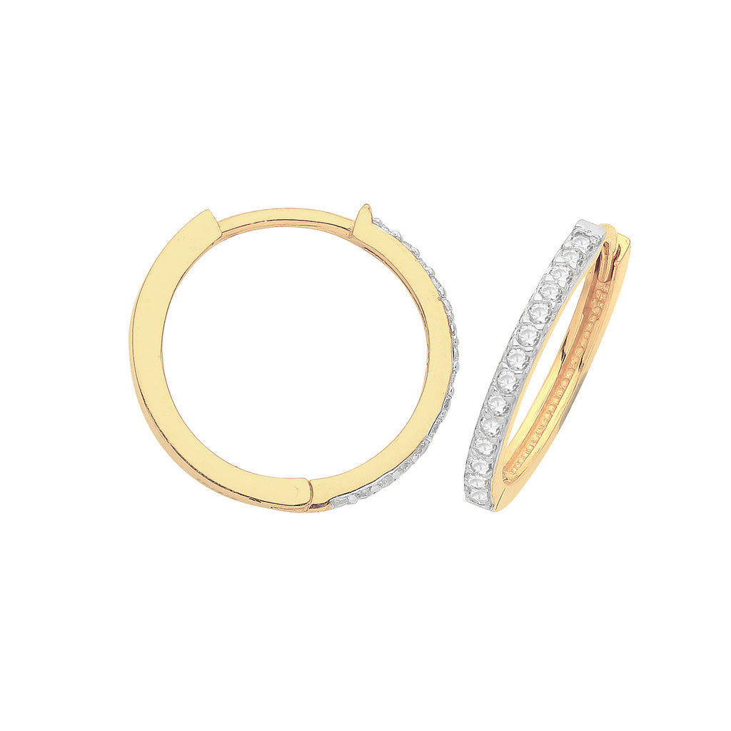 9CT YELLOW GOLD HINGED CZ SET EARRINGS