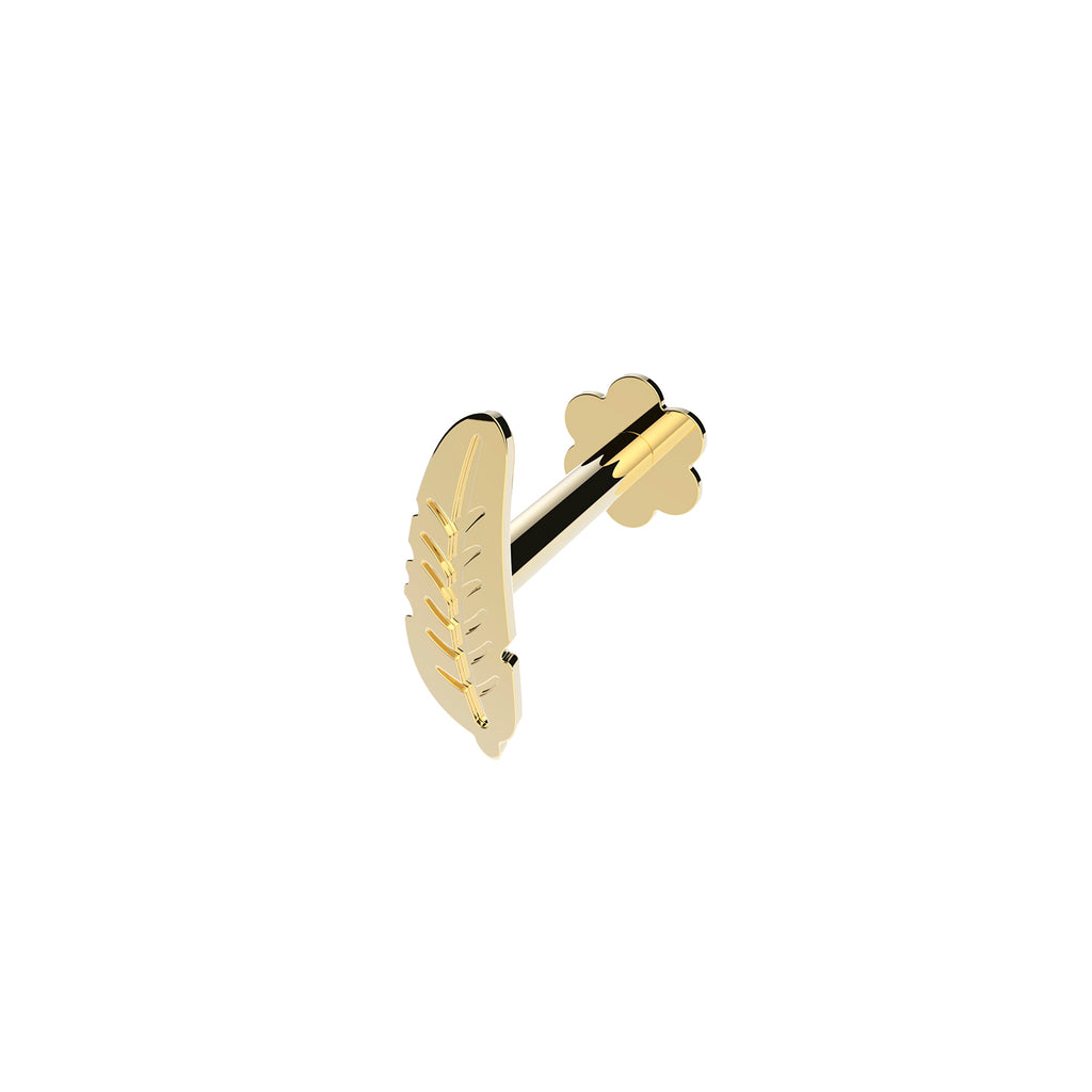 9CT YELLOW GOLD PLAIN FEATHER CARTILAGE LABRET