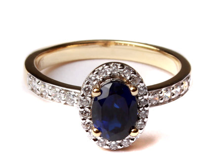 9ct Sapphire and Cubic Zirconia Ring