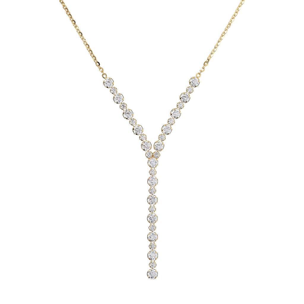 Bronzallure 18CT Yellow gold plated V shape cubic zirconia necklet