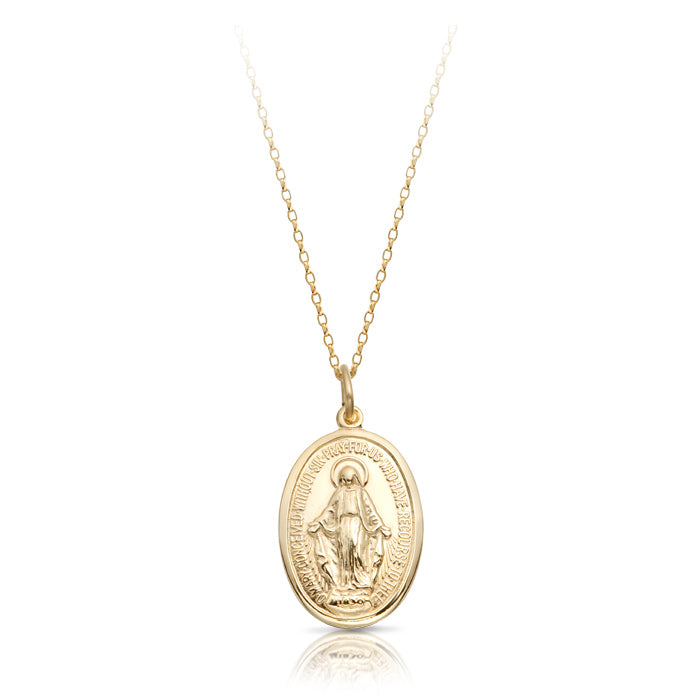 9ct Gold Miraculous Medal on 18"chain