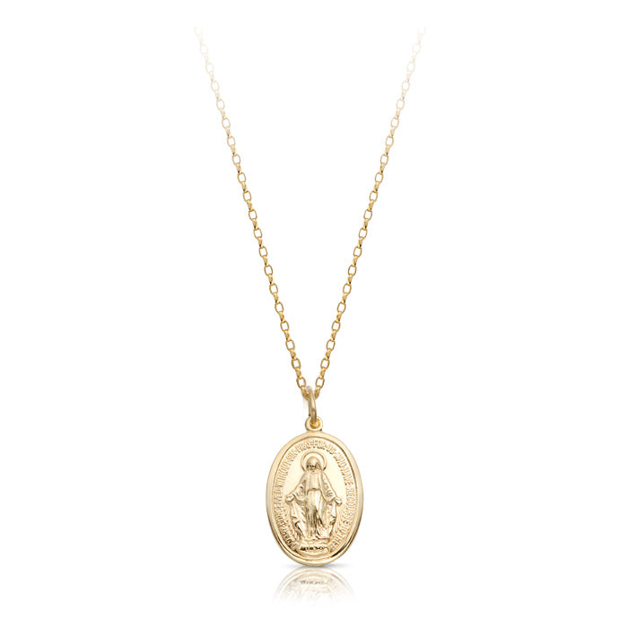 9ct Gold Miraculous Medal on 18" chain