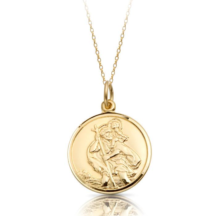 9ct Gold St Christopher Medal on 20" chain