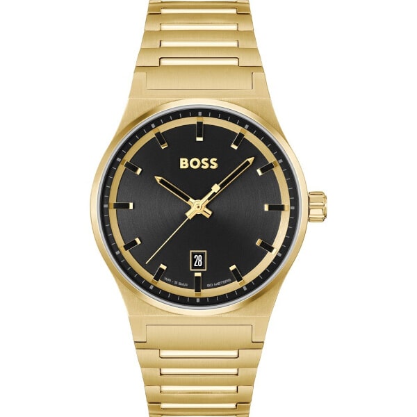 HUGO BOSS Mens Candor Gold Case Bracelet Watch