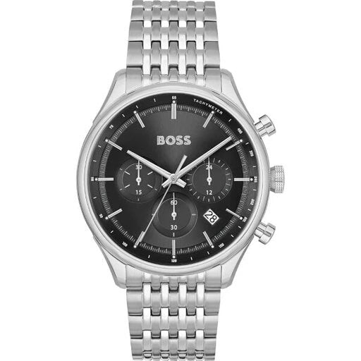 HUGO BOSS Sport Lux 45mm Black Dial Chrono Steel Case Watch