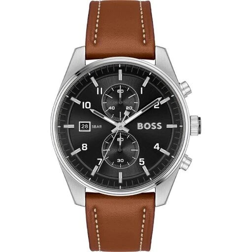 Hugo Boss Mens Sky Traveller Steel Leather Watch