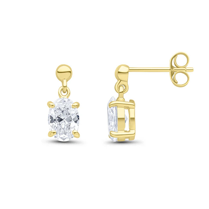 9ct Yellow Gold CZ Drop Earrings