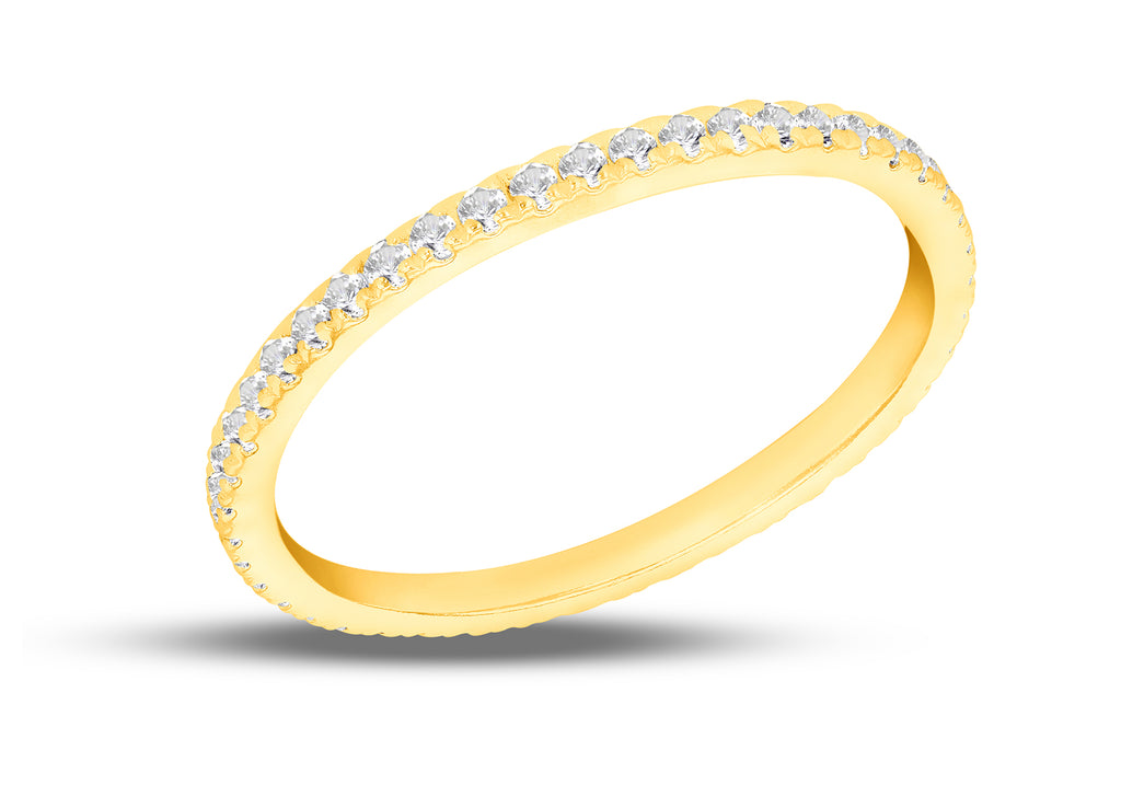 Sterling Silver Yellow Gold Plated 40 x 1.5mm White CZ Eternity Ring