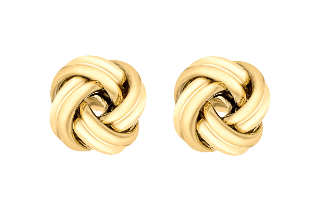 Sterling Silver Yellow Gold Plated 12mm Knot Stud Earrings