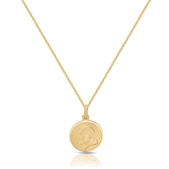 9ct Gold Padre Pio Medal on 18" chain