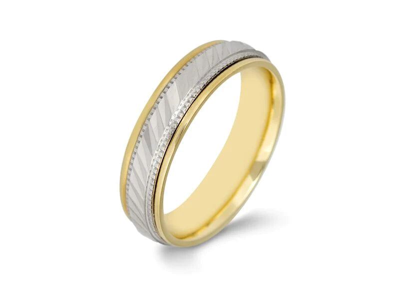 9ct Gold Two Tone Wedding Ring 5mm