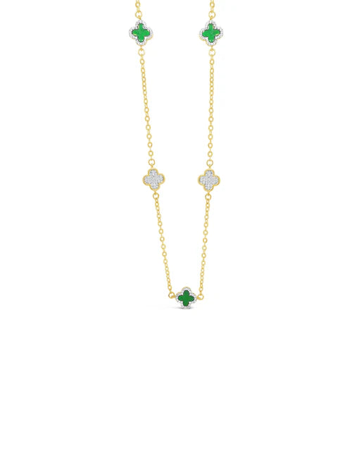 Absolute Clover Crystal Short Necklace - Green