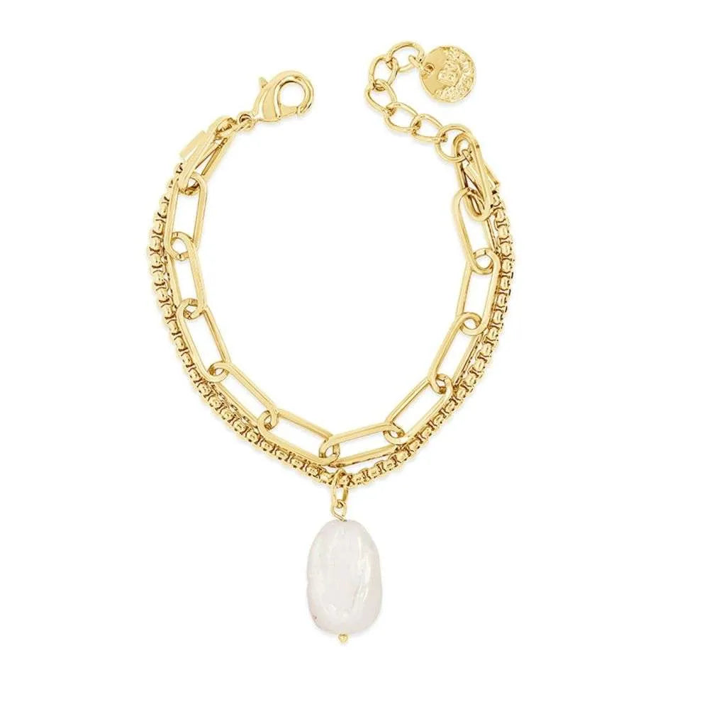 Absolute Gold Double Link Pearl Bracelet