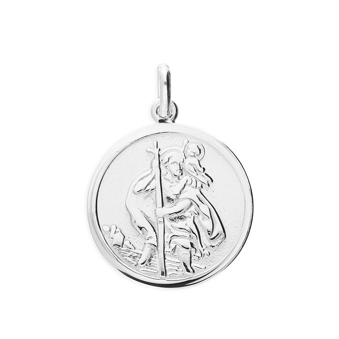 Sterling Silver St Christopher 18mm Plain round single sided