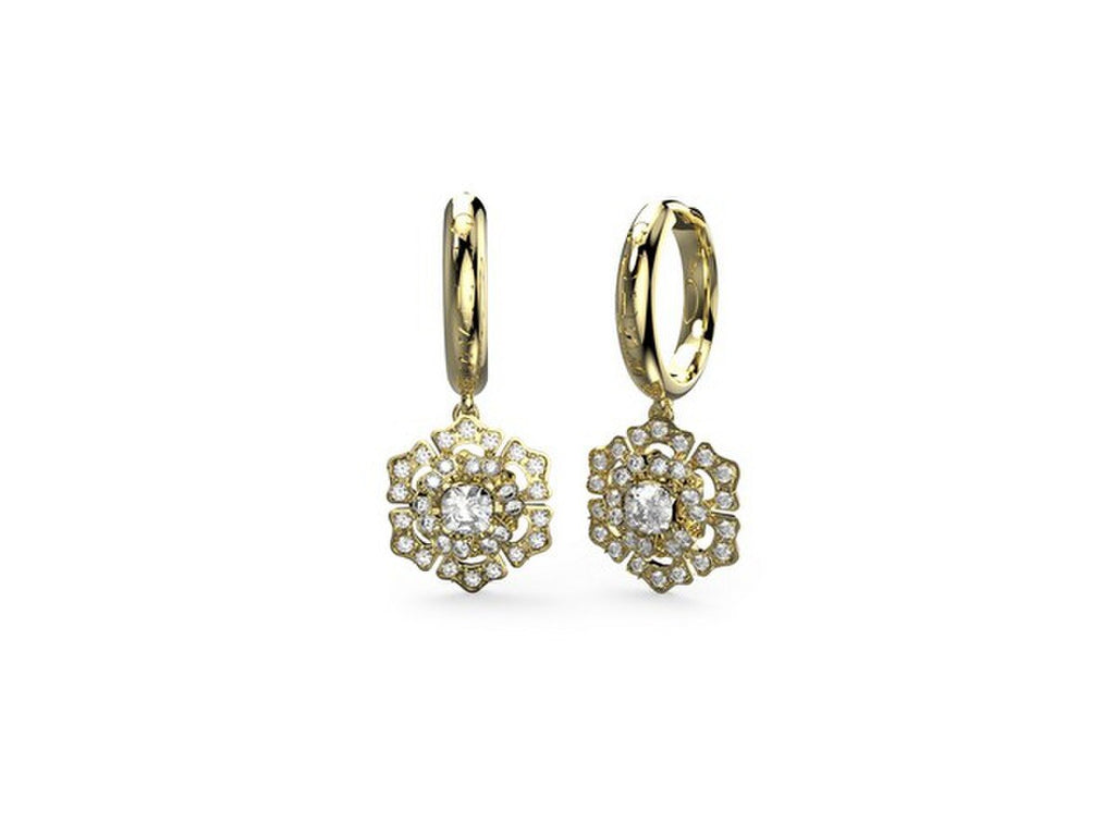 Guess Gold Crystal Flower Drop Earrings