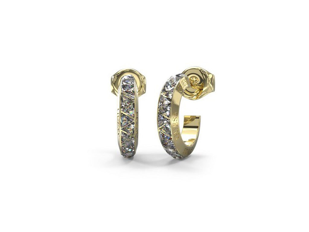 Guess Gold Triangular Diamante Hoop Earrings