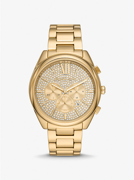 Michael Kors Oversized Janelle Pavé Gold-Tone Watch