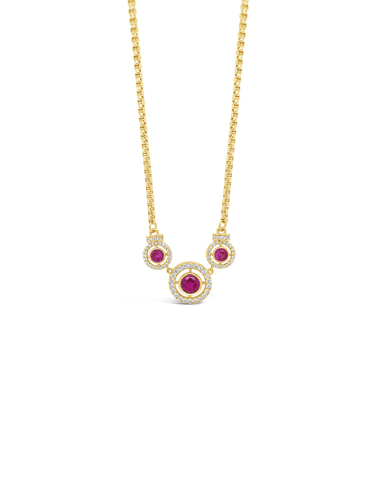 Absolute Pink CZ Two-Tone Pendant Necklace, Gold