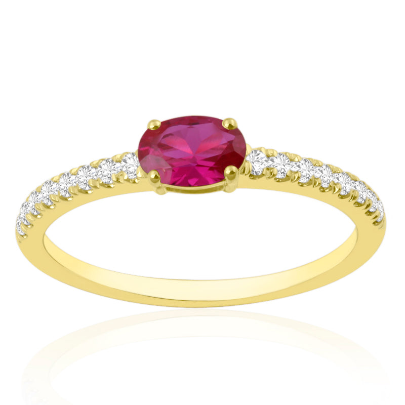 18ct Yellow Gold Oval Ruby and Diamond Ring