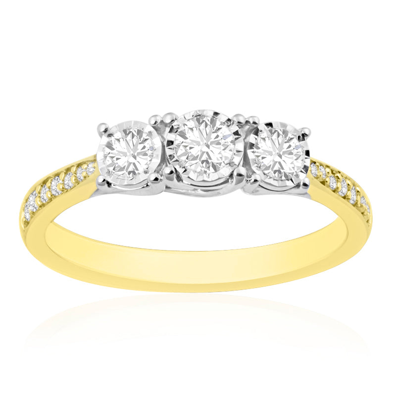 18ct Yellow Gold Three Stone Diamond Ring