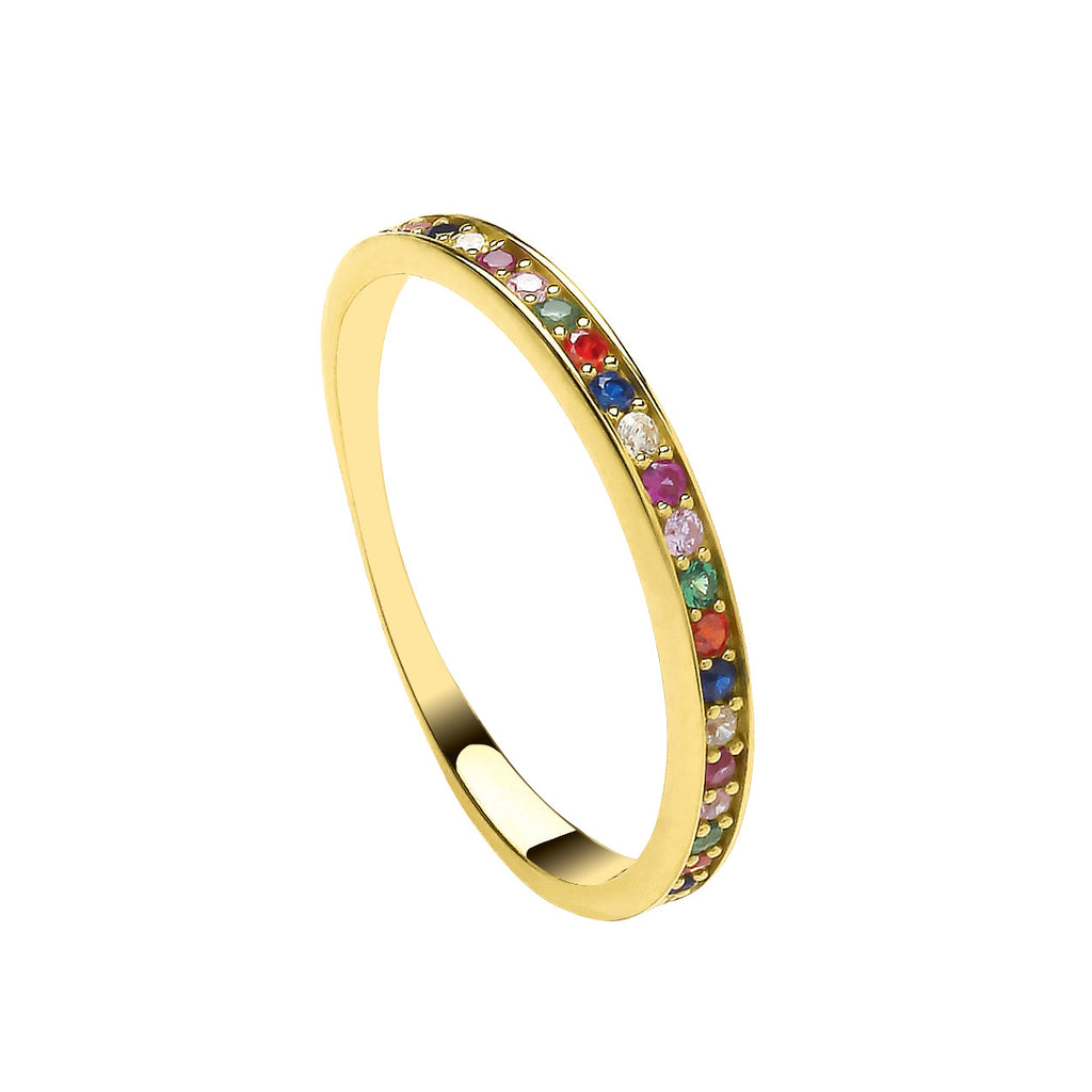 9ct yellow gold CZ  & Rainbow CZ's ET ring