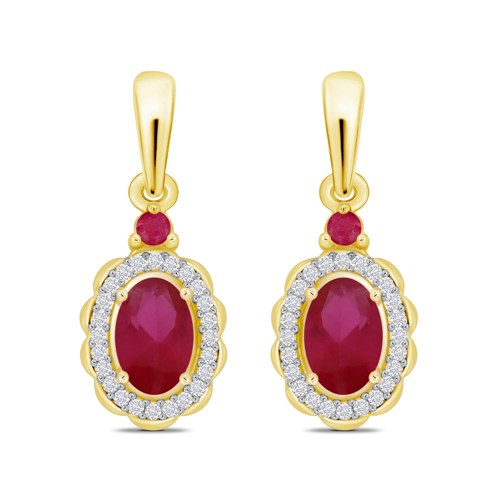 9ct Ruby and Diamond Earring