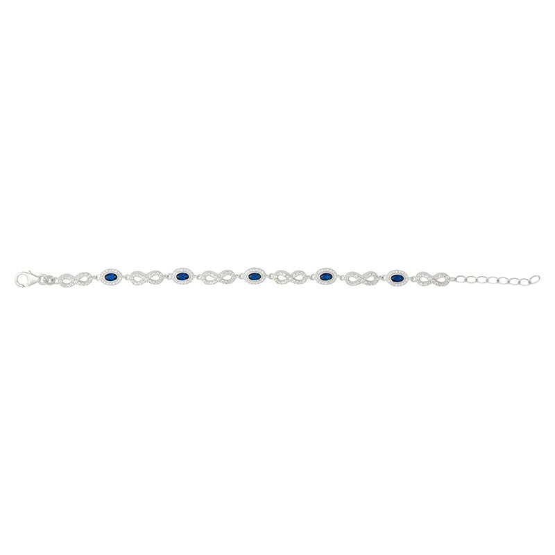 Sterling Silver and Sapphire CZ Infinity Bracelet