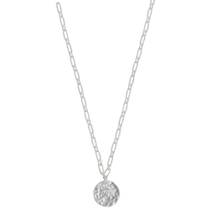 Sterling Silver Open Link Chain with Circle Pendant
