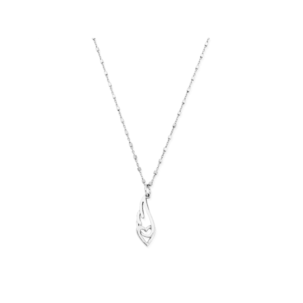 ChloBo Delicate Cube Chain Interlocking Heart And Angel Wing Necklace