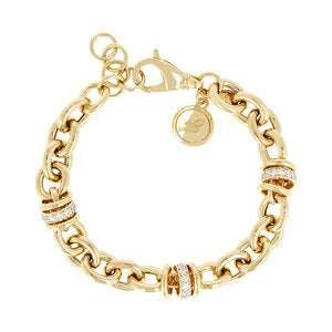 BRONZALLURE POLISH OVAL ROLO BRACELET W\CZ WASHER ELEMENTS