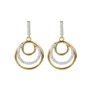 Bronzallure Three Golden Circles and Pavé Earrings