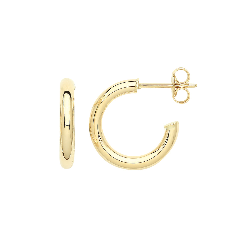 9CT YELLOW GOLD 12MM HOOPS WITH POST