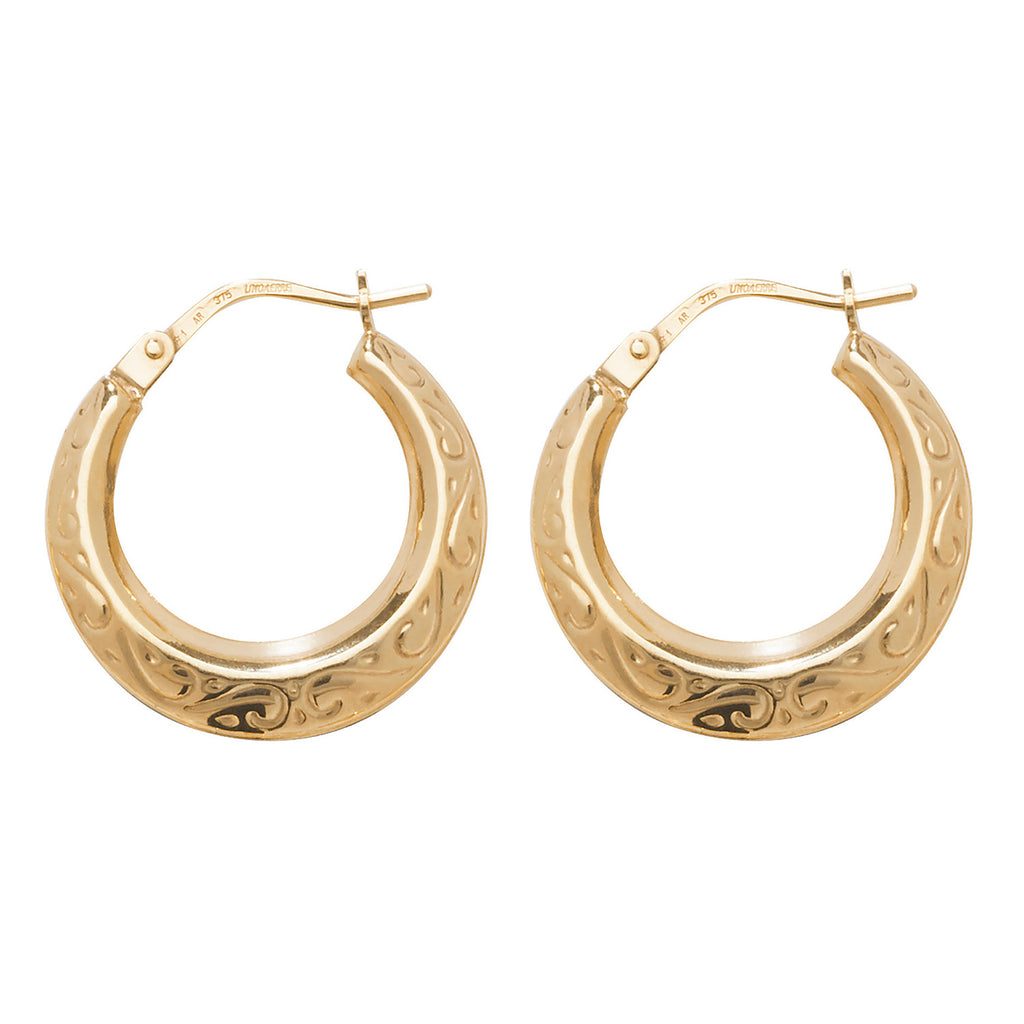 9CT YELLOW GOLD 12MM CREOLE EARRINGS