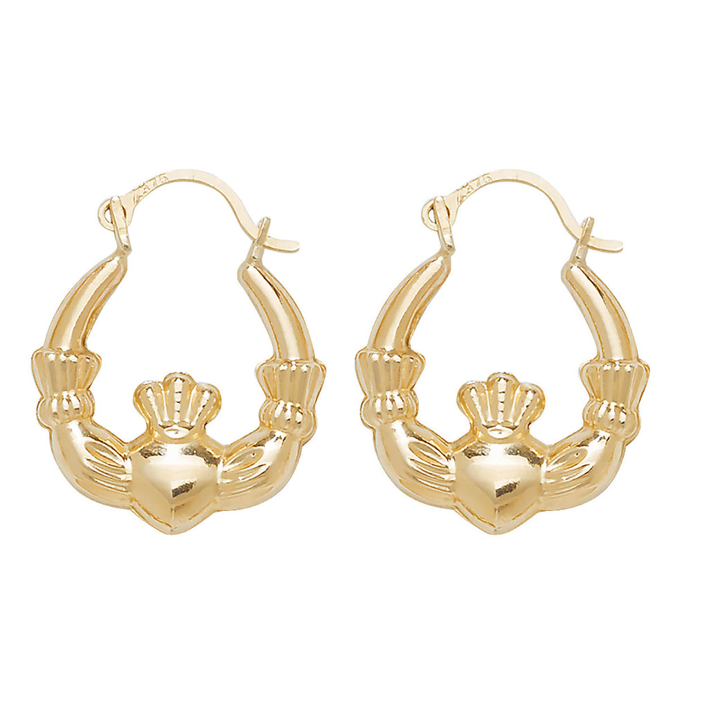  9CT YELLOW GOLD CLADDAGH EARRINGS