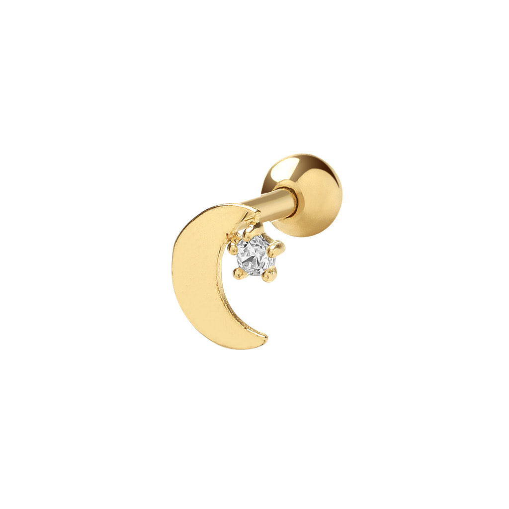 9CT YELLOW GOLD MOON CARTILAGE 6MM POST STUD