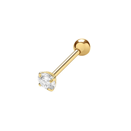 9CT YELLOW GOLD 3MM CZ CARTILAGE STUDS