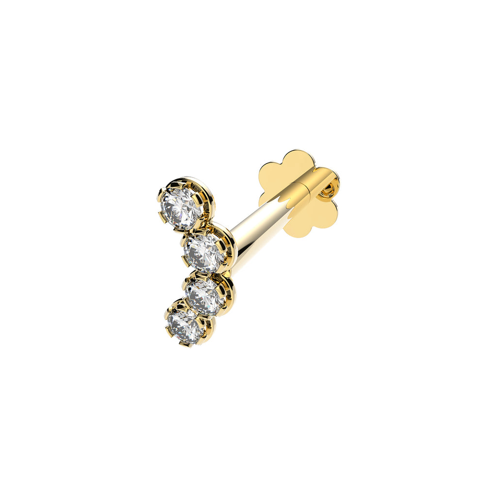 9CT YELLOW GOLD CURVED CZ BAR CARTILAGE LABRET
