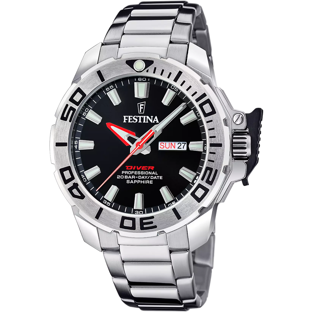 Festina Men's Black Stainless Steel Watch