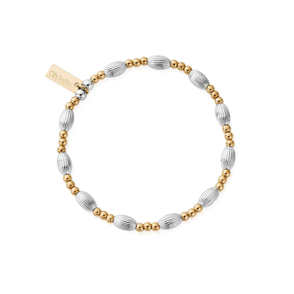 Mixed Metal Corrugated Oval Bracelet
