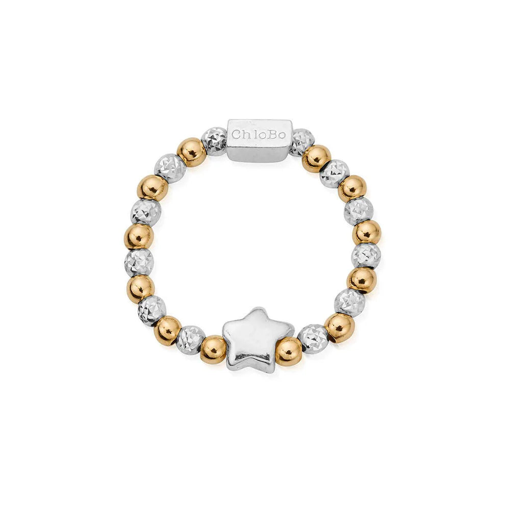 Mixed Metal Inset Star Ring (Medium)