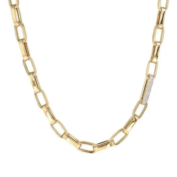 Bronzallure Golden Bold Chain and Pavé Detail Necklace