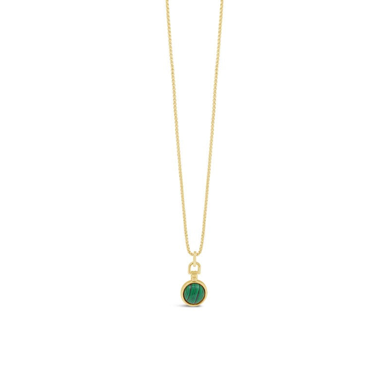 Absolute Jewellery Necklace Gold Green Round Stone