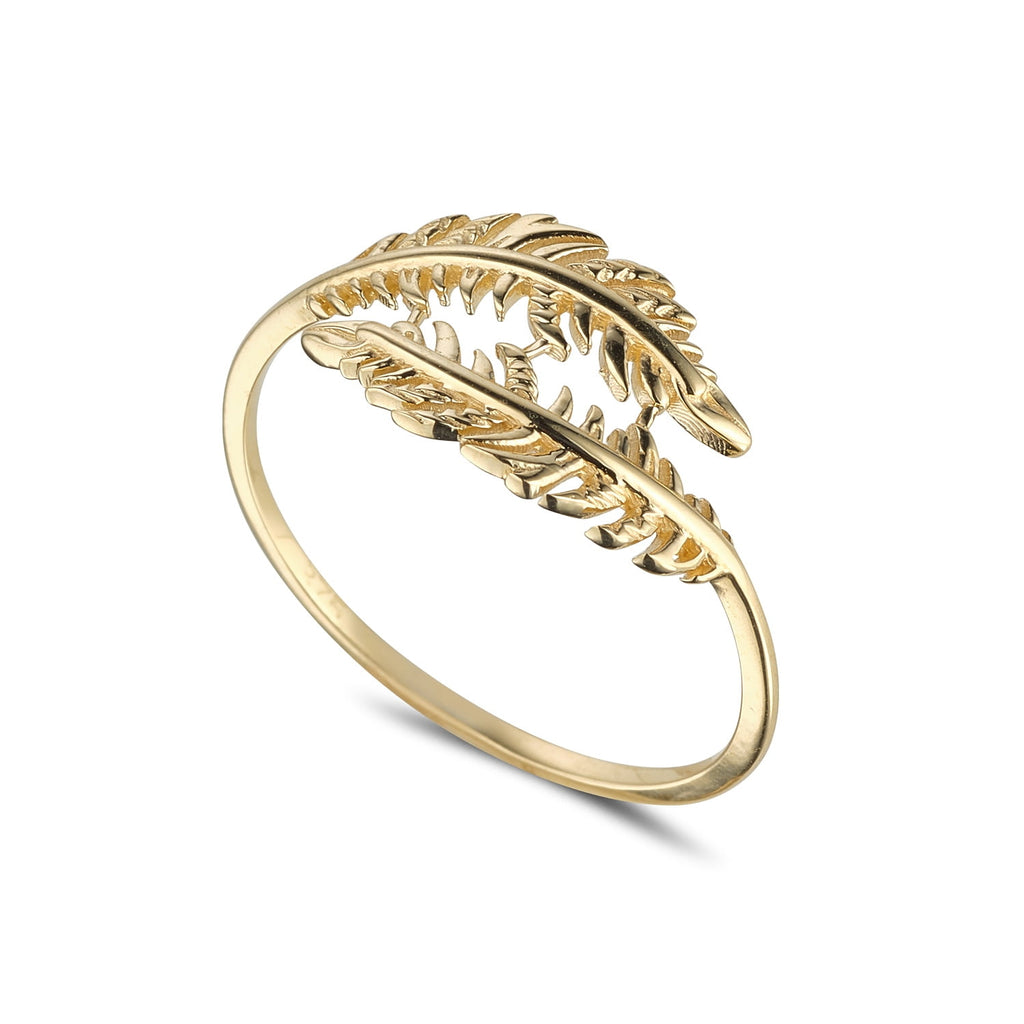 9ct Yellow Gold Feather Ring