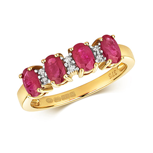 9ct Gold Ruby & Diamond Ring