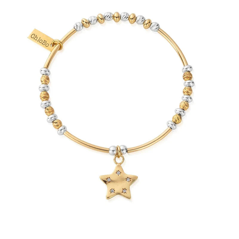 ChloBo Mixed Metal Personalised Sparkle Star Bracelet