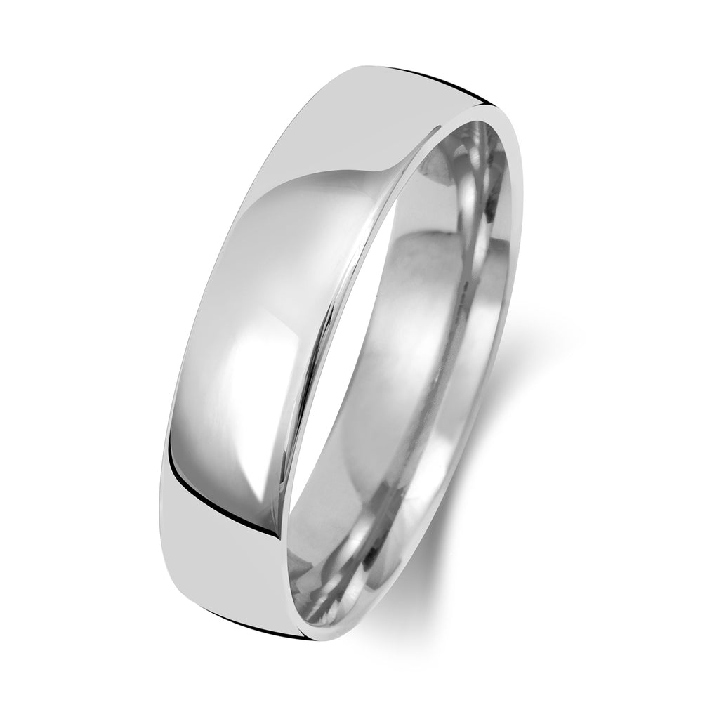 9ct White Gold 5mm Slight Court Wedding Ring