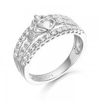 9ct White Gold CZ Claddagh Ring with Micro Pave stone setting
